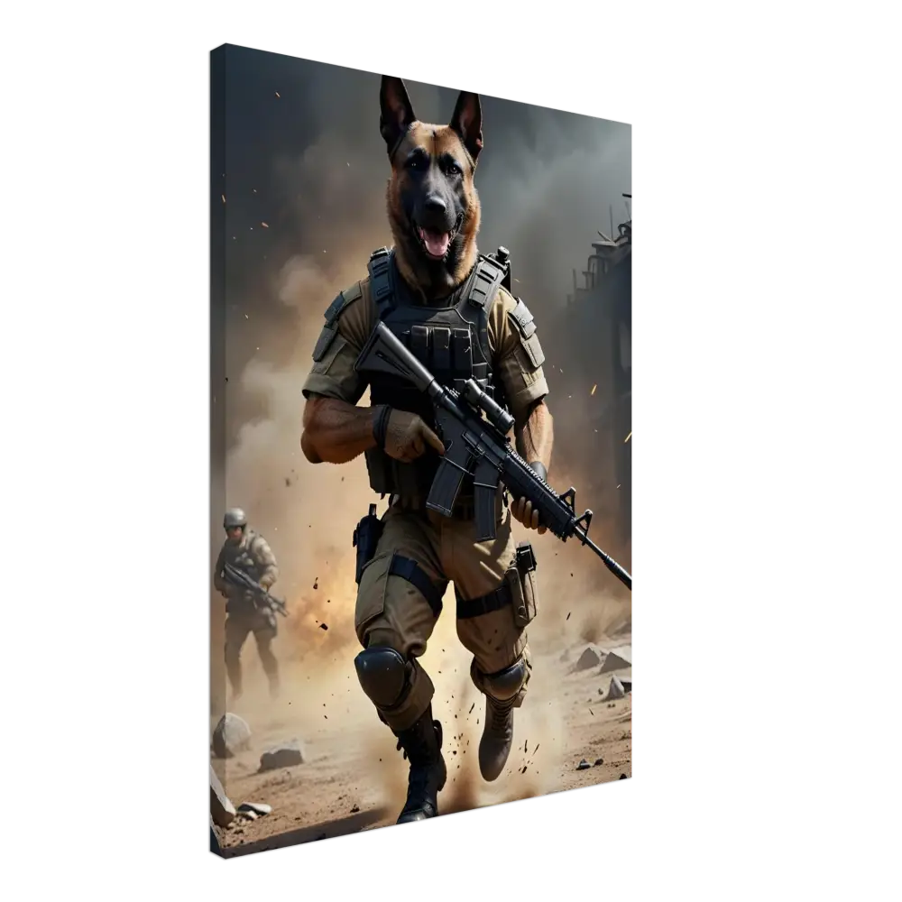 Anthropomorphic dog soldier figure from Canvas Battlehound Vanguard PixiOnyx Urban Warrior