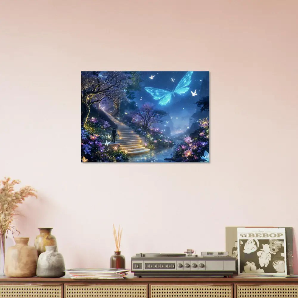 Fantasy butterfly garden painting on Canvas Biolumina The Valley Beyond PixiOnyx Fantasy Landscape