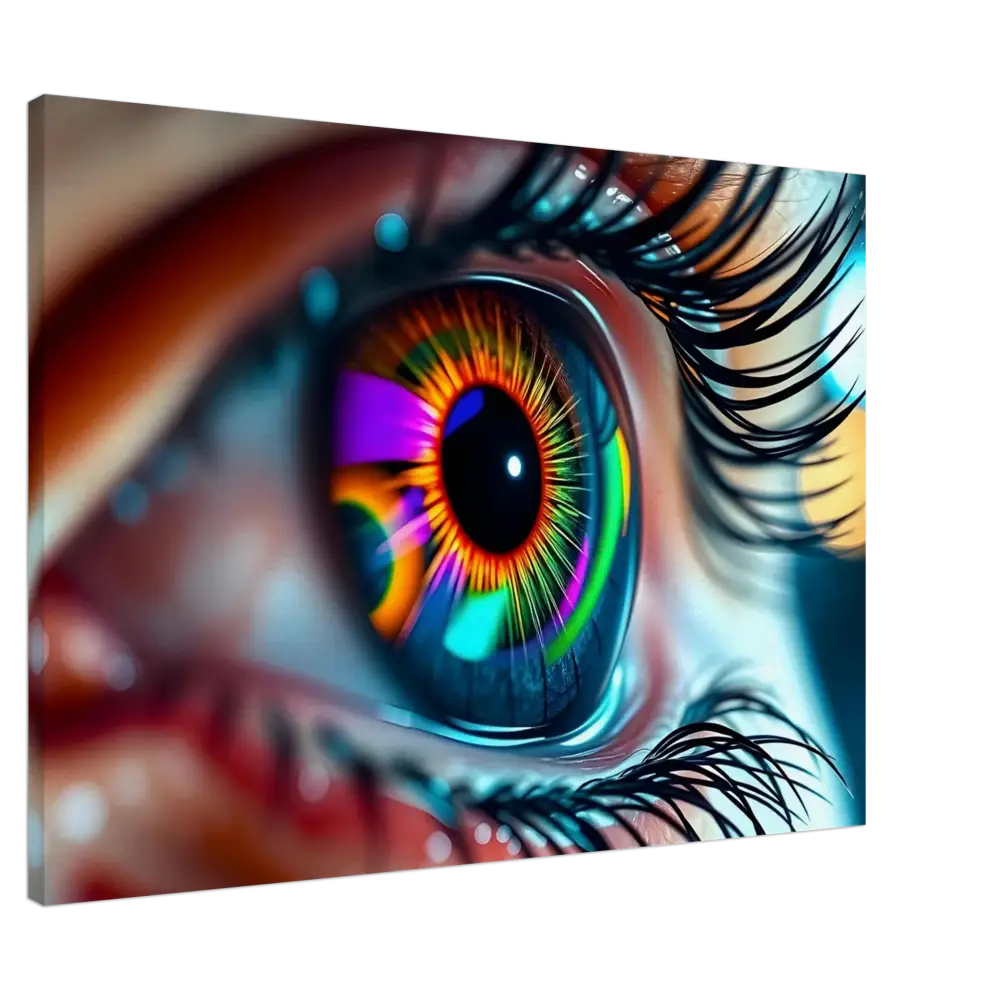 Colorful stylized eye artwork from Canvas Cosmic Iris Portal of Vision PixiOnyx Dreamscape