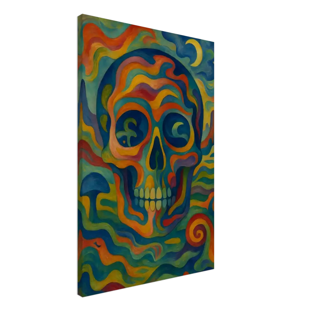Colorful psychedelic skull painting on Canvas Craniocolor PixiOnyx Abstract Psychedelic Skull Wall Art