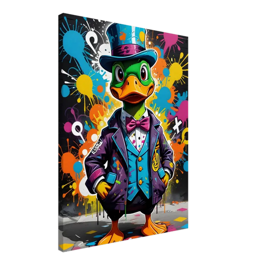 Cartoon duck in formal attire on Canvas Gangster Duck Swagger PixiOnyx Urban Dreamscape
