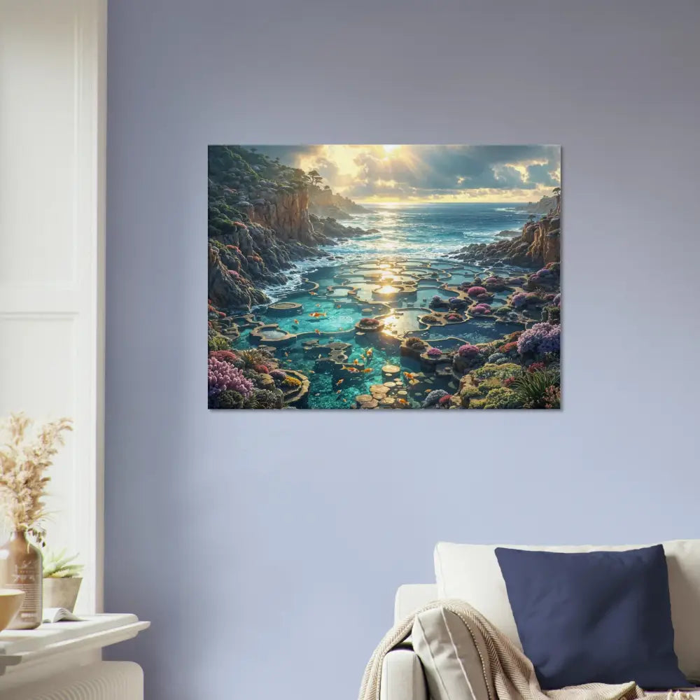 Coastal landscape artwork on Canvas Garden of the Tides PixiOnyx Sculpted Serenity Edition