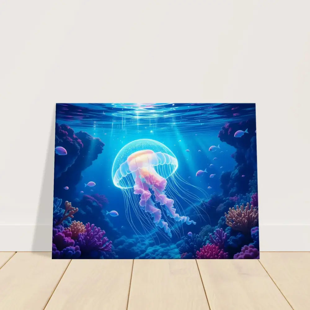Vibrant jellyfish canvas print from PixiOnyx Ocean Reverie Cosmic Drift artwork