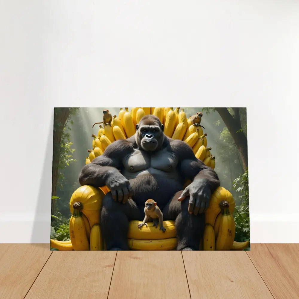 Gorilla sitting on a banana throne for Canvas King Kong’s Banana Throne PixiOnyx Primate Royalty