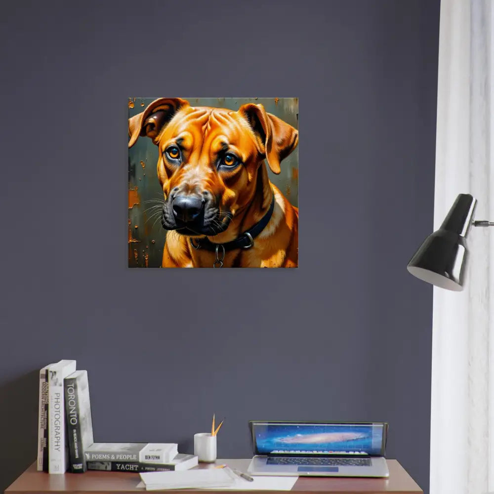 Rhodesian Ridgeback wall painting with deep color tones, a powerful tribute for quiet corners
