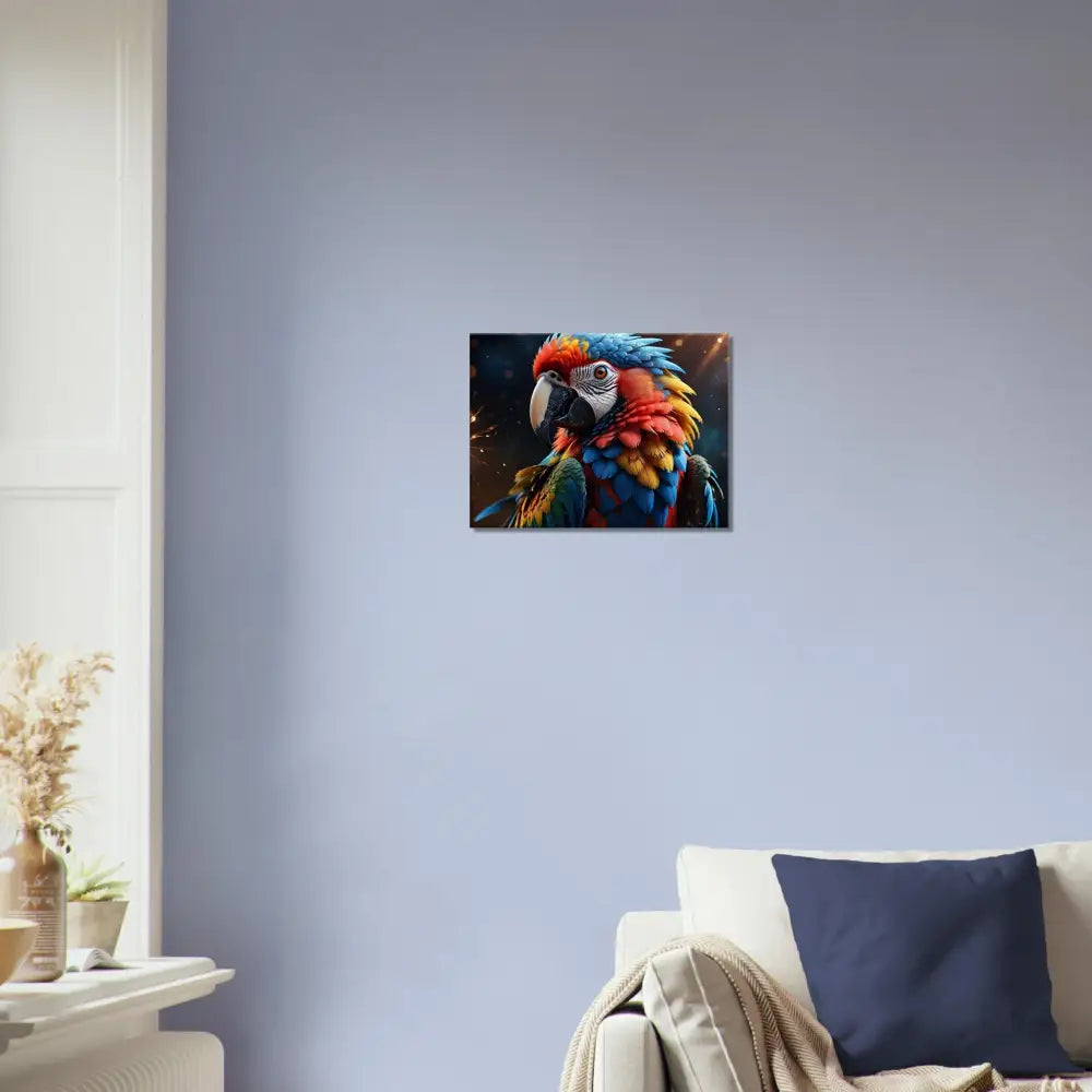 Colorful Parrot Wall Art on Canvas Macaw Firelight PixiOnyx Feathered Inferno Nature