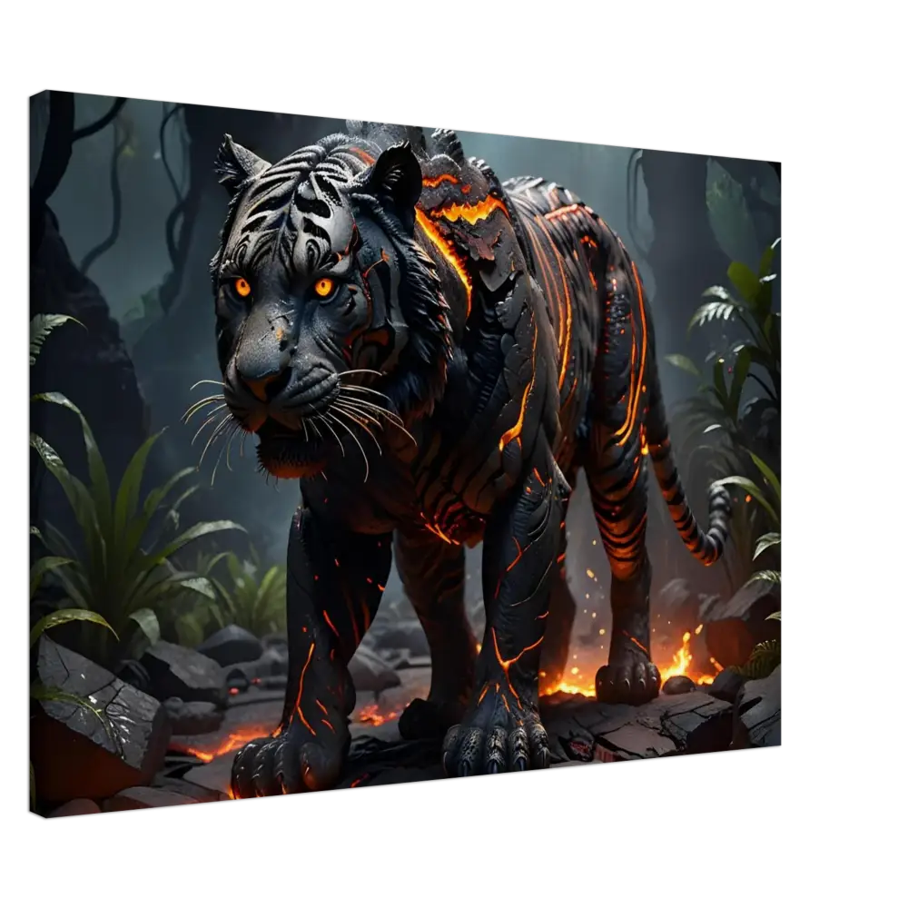 Lava-infused tiger sculpture from Canvas Molten Majesty PixiOnyx Naturebound Firecore Fantasy