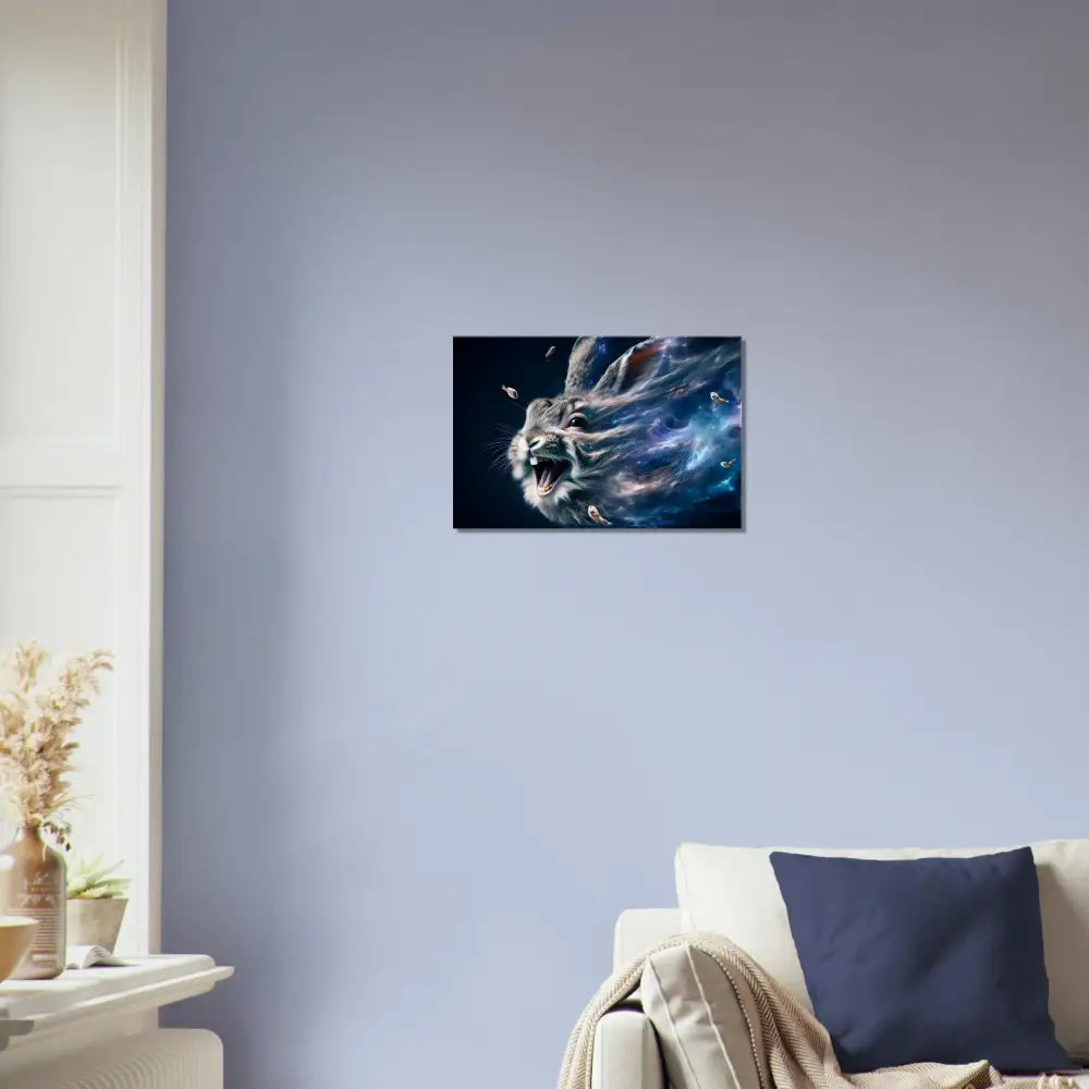 Framed cosmic rabbit artwork from PixiOnyx Deep Space Texture Series Canvas Nebula Howl