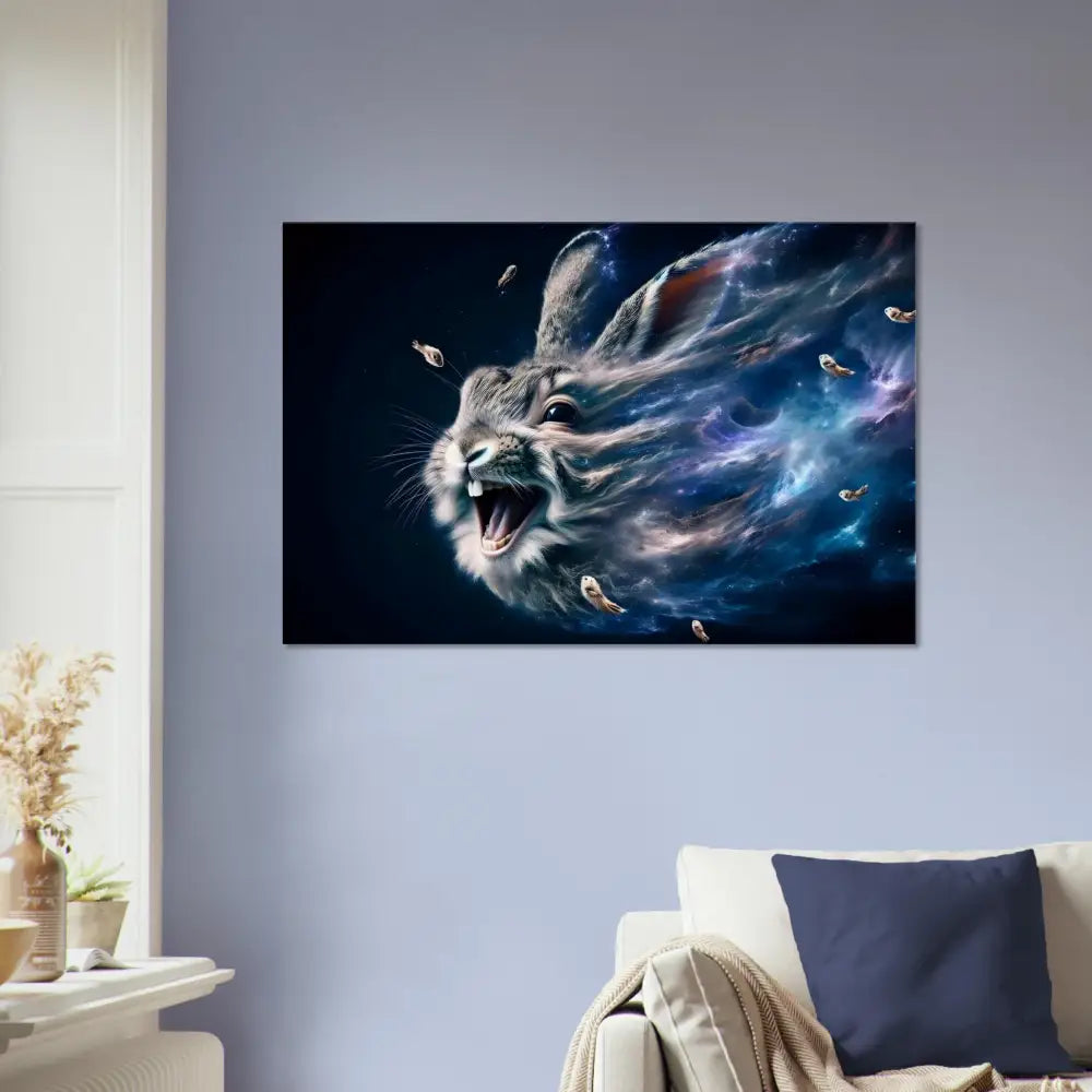 Rabbit head with cosmic energy from PixiOnyx Deep Space Texture Series Canvas Nebula Howl
