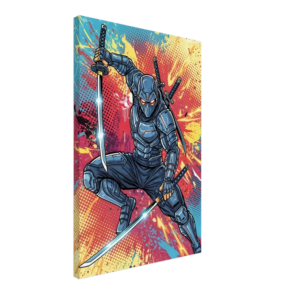 High-impact ninja print featuring ninja print slashes on a vibrant graffiti background, PixiOnyx Pop Samurai Series