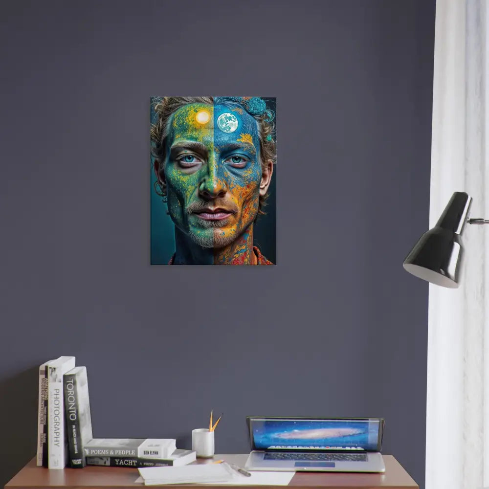 Artistic portrait poster on psychedelic duality wall canvas for stylish home decor