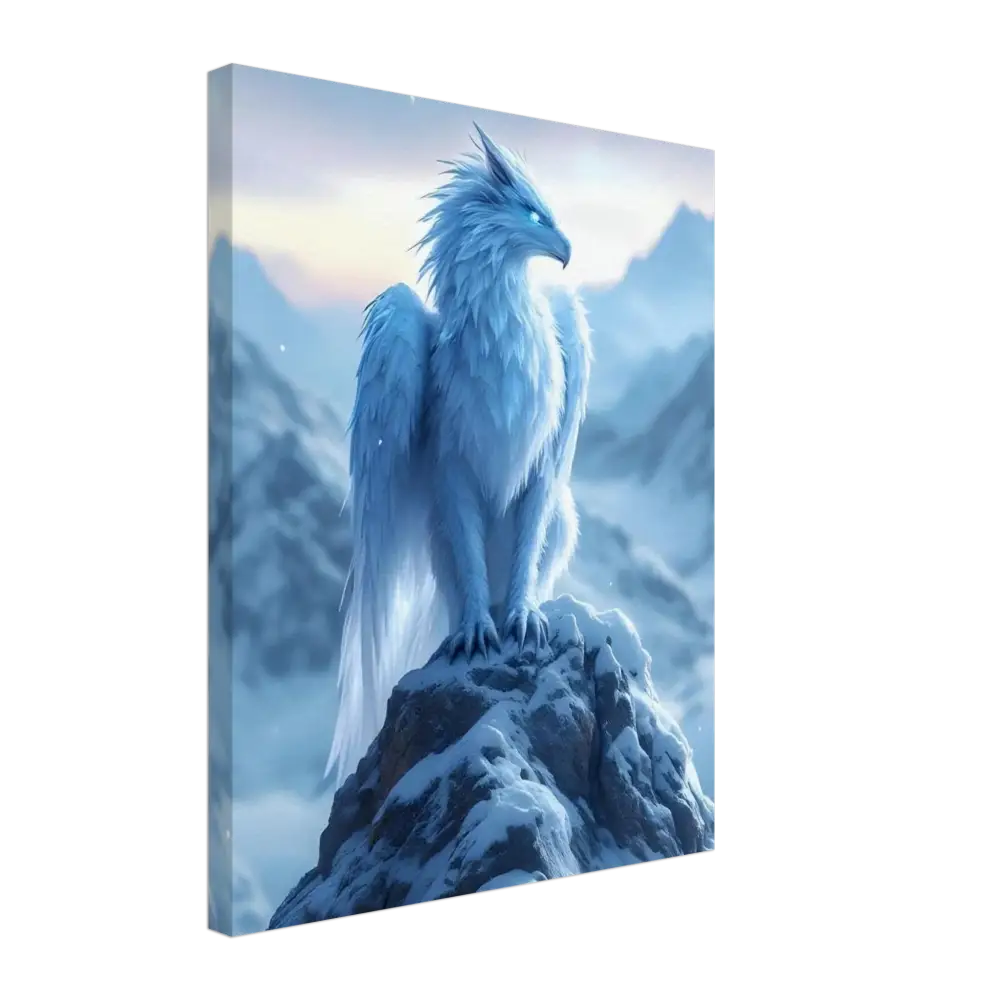 Fantasy ice griffin canvas print from PixiOnyx featuring a mystical icy griffin design