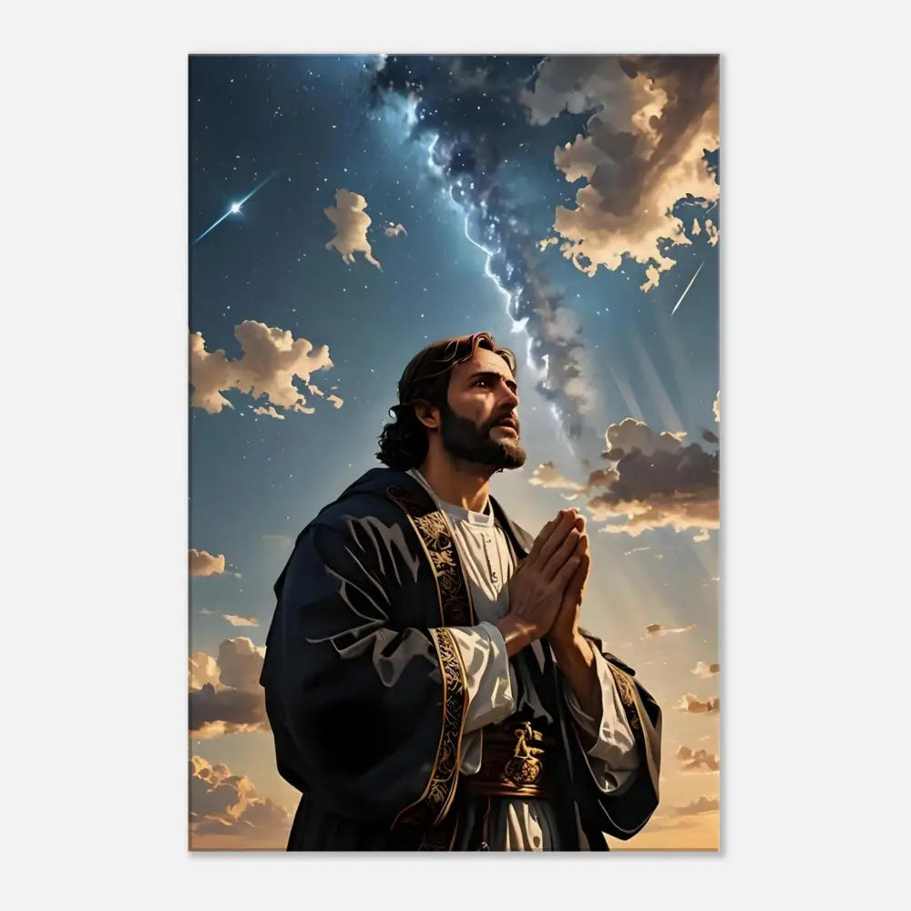 Jesus praying under a stormy sky canvas print for Dreamer Meditation decor