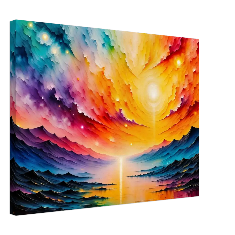 Vibrantly colored abstract landscape canvas art Radiant Horizon by PixiOnyx Gallery Dreamscape