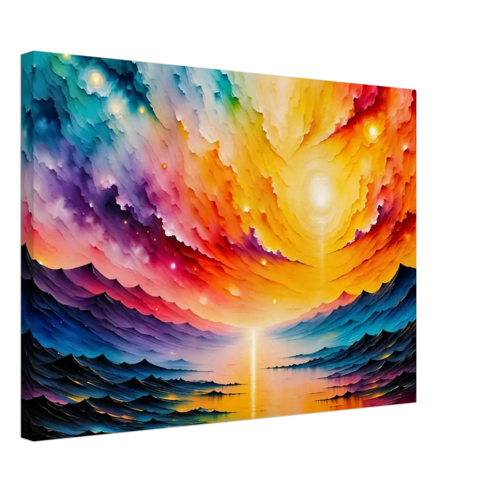 Vibrant multicolored abstract landscape painting on canvas Radiant Horizon at PixiOnyx Gallery