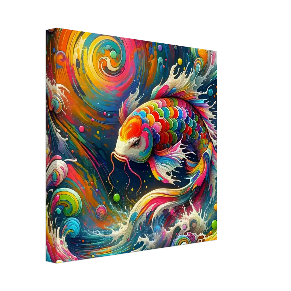 Colorful koi fish painting on Canvas Rainbow Koi by PixiOnyx Chromatic Waveform