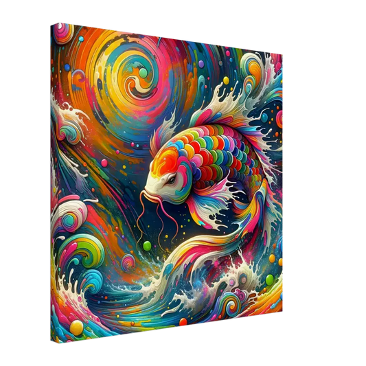 Colorful koi fish painting on Canvas Rainbow Koi PixiOnyx Chromatic Waveform