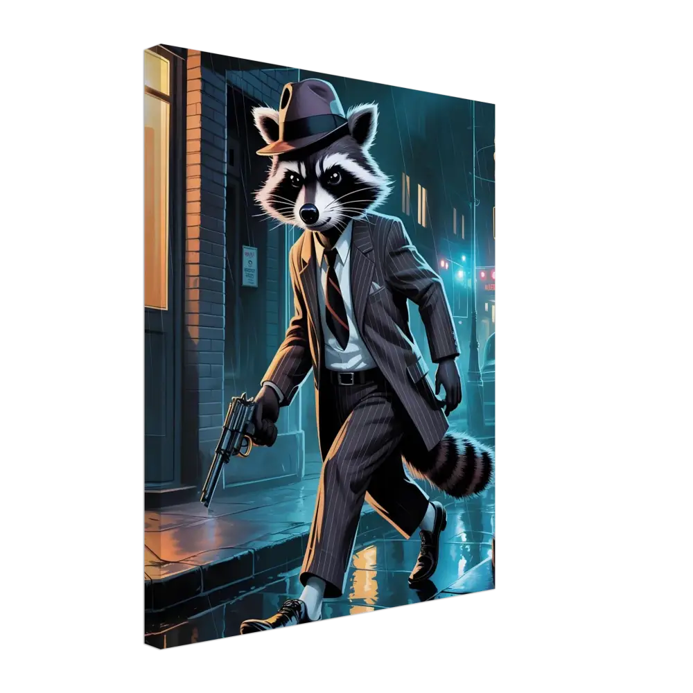 Anthropomorphic Raccoon Gangster from Canvas Rogue Raccoon Noir Alley Swagger PixiOnyx
