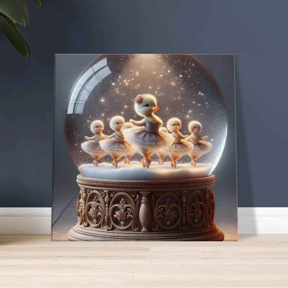 Duckling ballerina snow globe from Canvas Snow Globe Ballerinas PixiOnyx Whimsical Winter Print