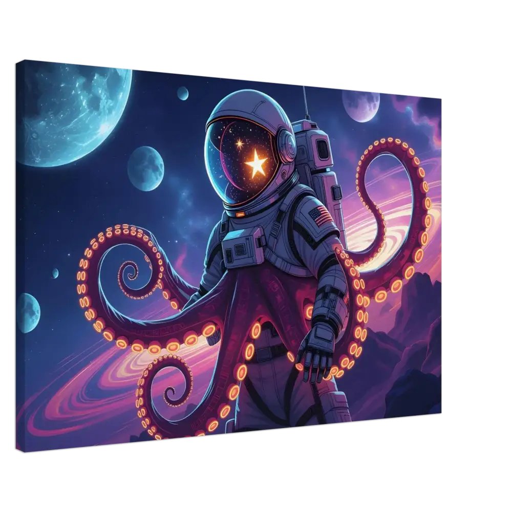 Astronaut with octopus tentacles floating in space on Canvas – Space Octonaut PixiOnyx