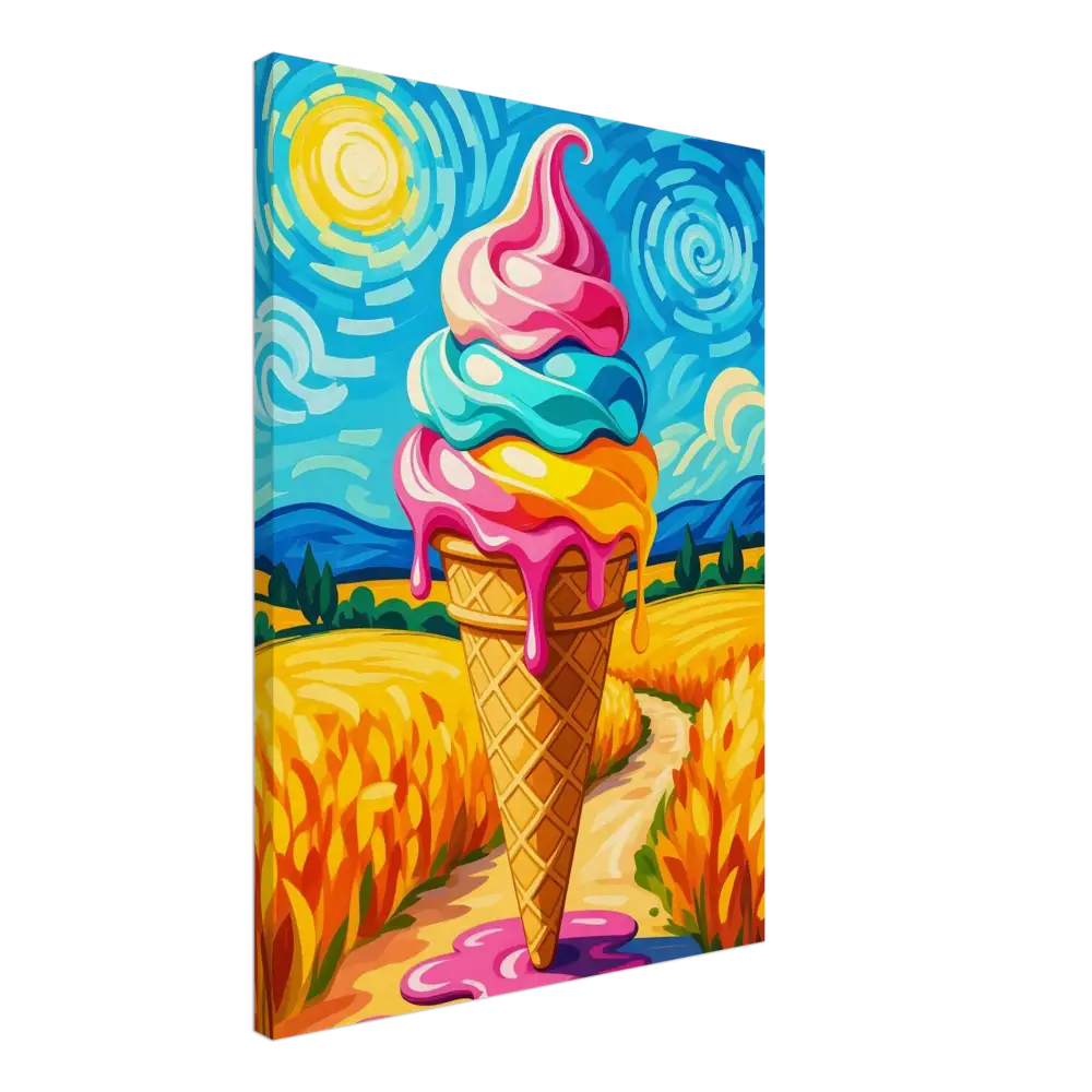 Colorful ice cream cone painting on the Canvas Sunlit Swirl of Pastoral Chaos PixabayPlayful Canvas