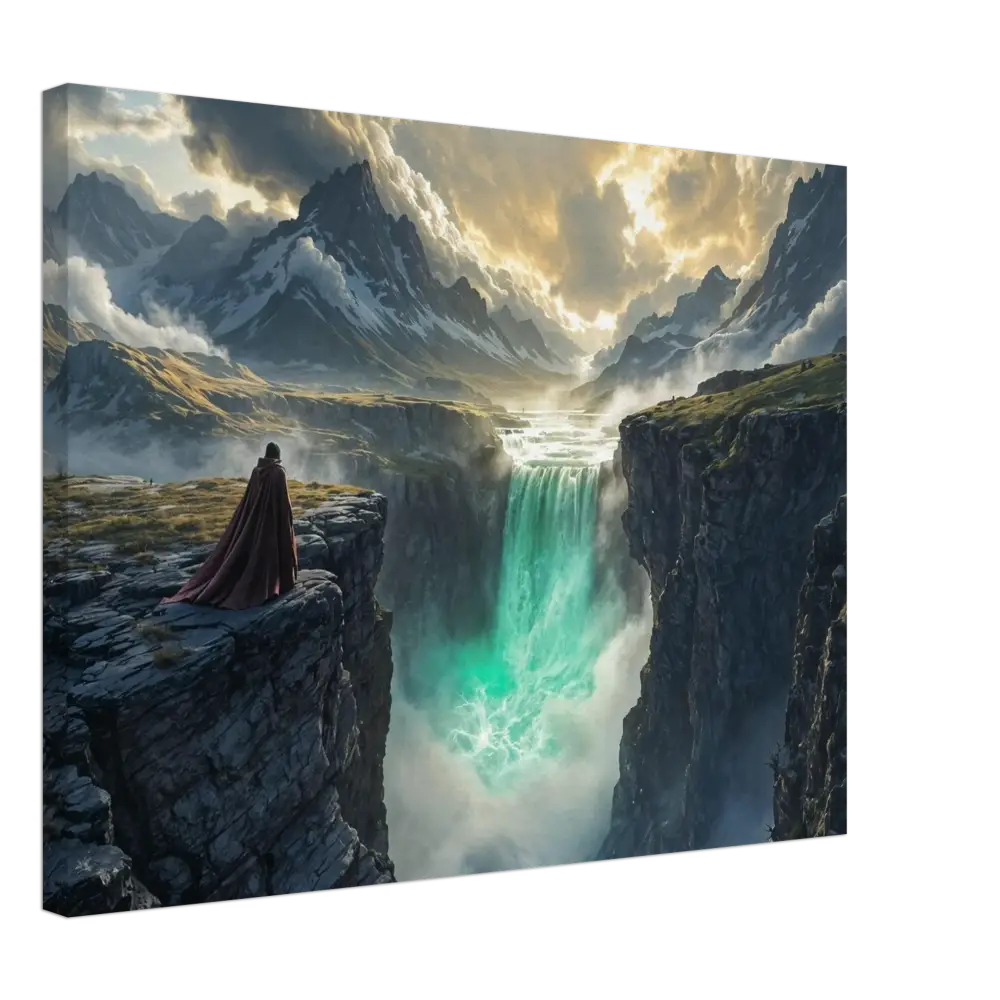 Fantasy landscape canvas art displayed on the Canvas The Edge of Silence PixiOnyx display