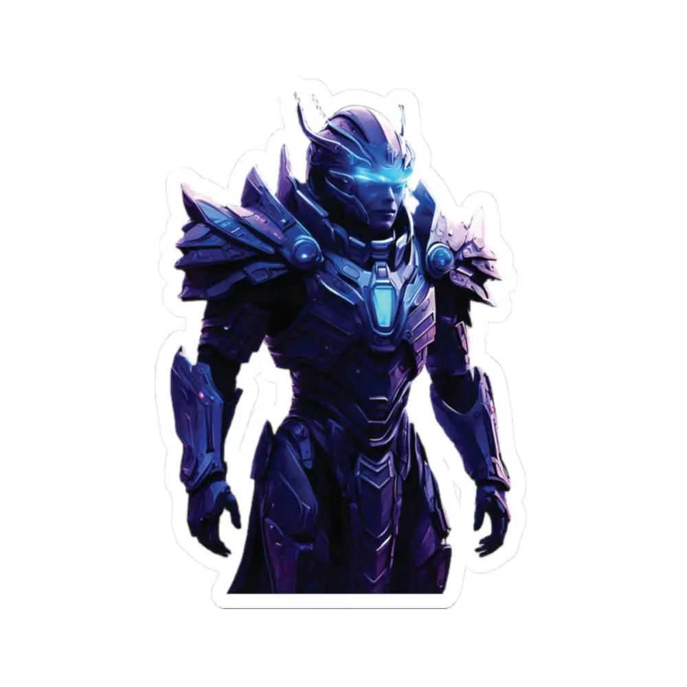 Futuristic armored warrior sticker from Celestial Vanguard PixiOnyx Vinyl Decal