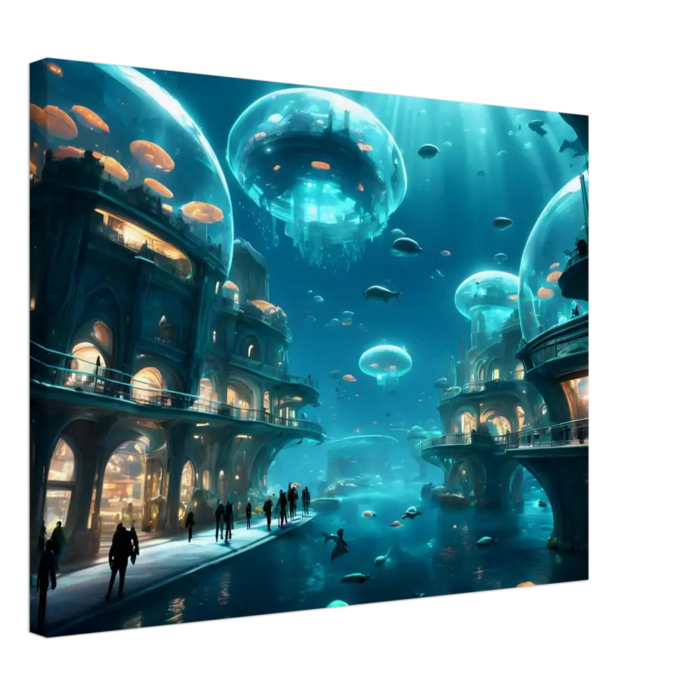 Underwater city with Jellyfish Domes wall art for City of the Abyss Canvas Coral Tech Haven