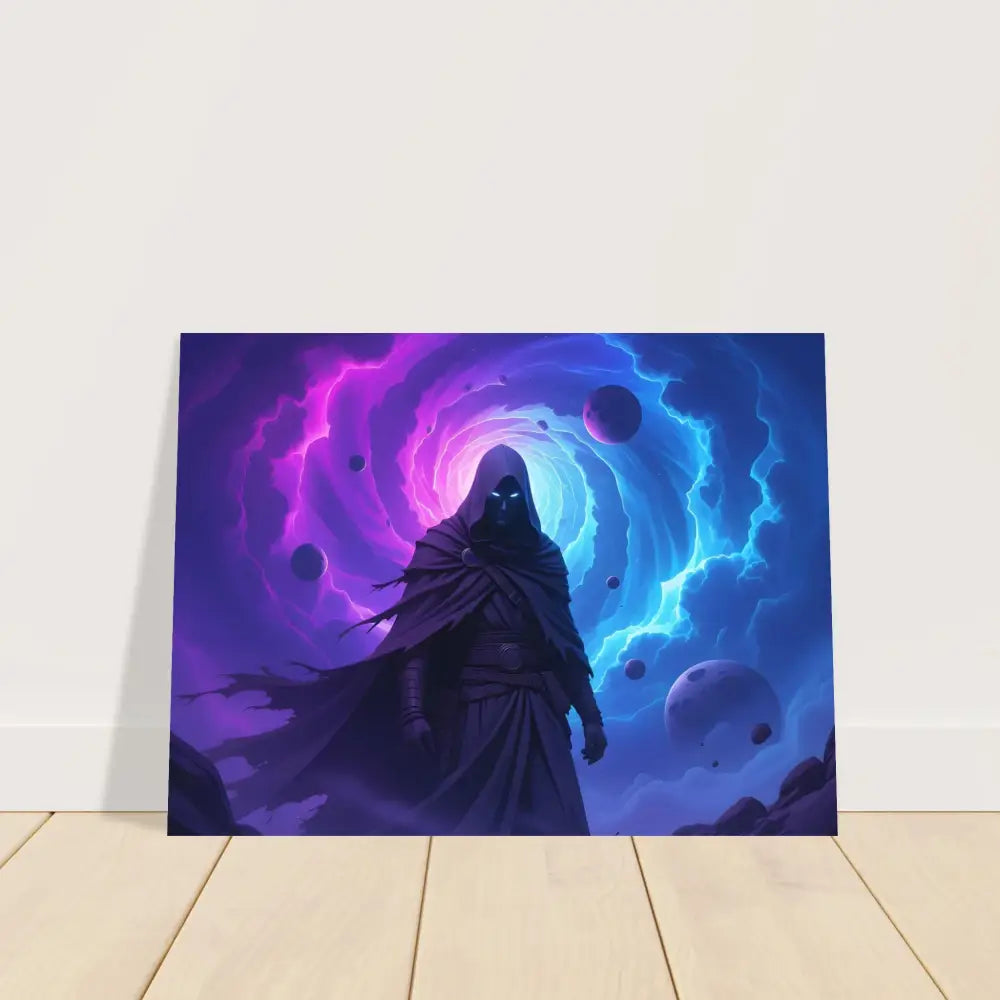 Framed cosmic sorcerer art from Cloaked Figure Poster – Voidwalker’s Gate by PixiOnyx