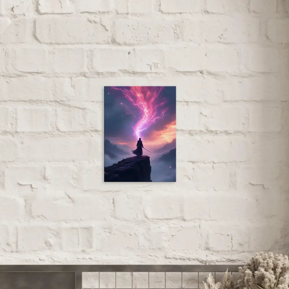 Fantasy art print titled Cosmic Cliff Canvas The Edge of Power displayed in PixiOnyx wall art