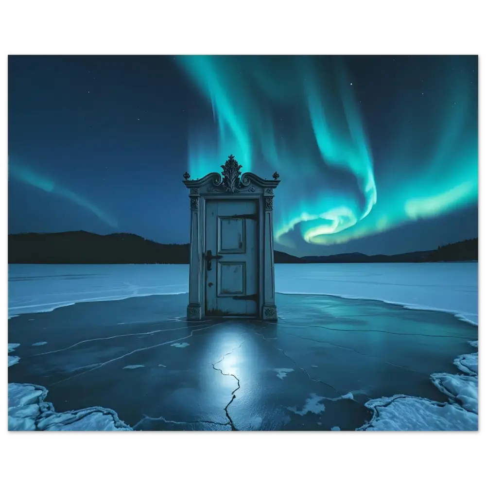 Ornate weathered door featured on Dooraura Metal Print The Threshold Beneath Lights PixiOnyx