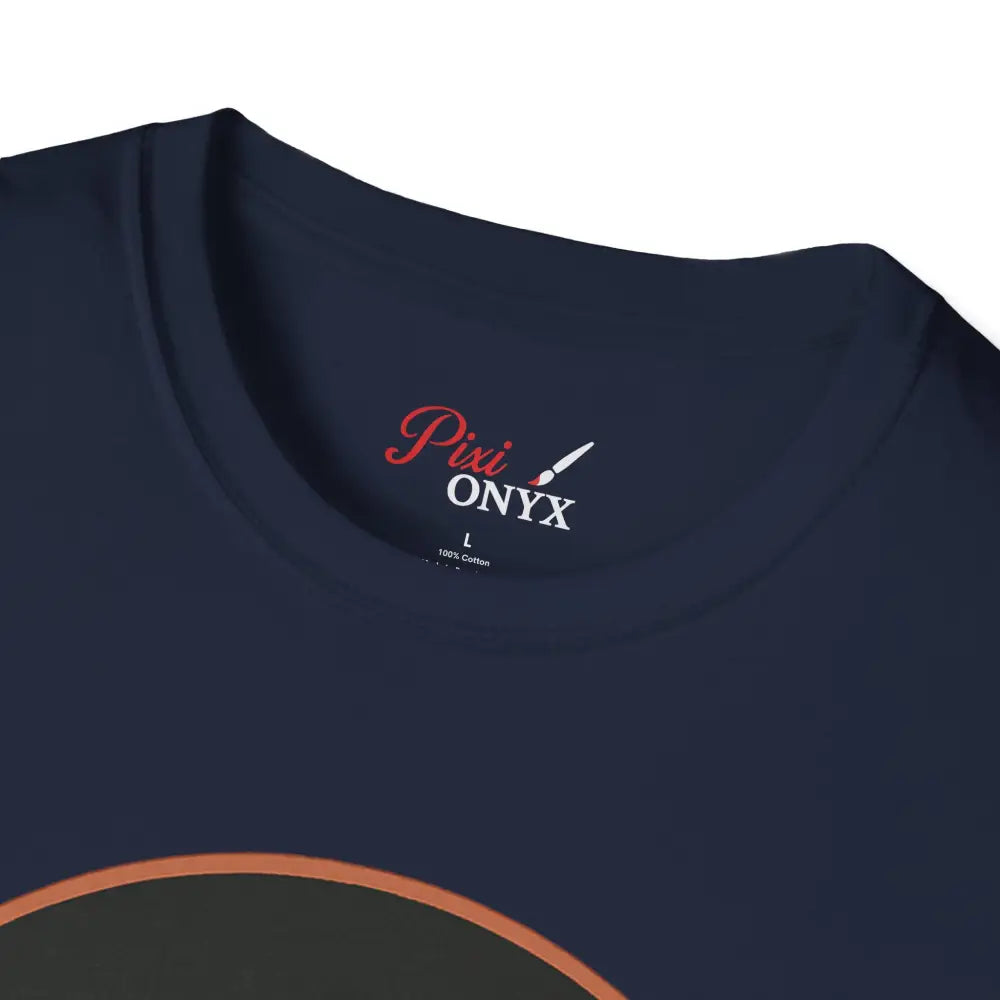 Navy blue crewneck T-shirt with white tag made of ring-spun cotton for cat lovers