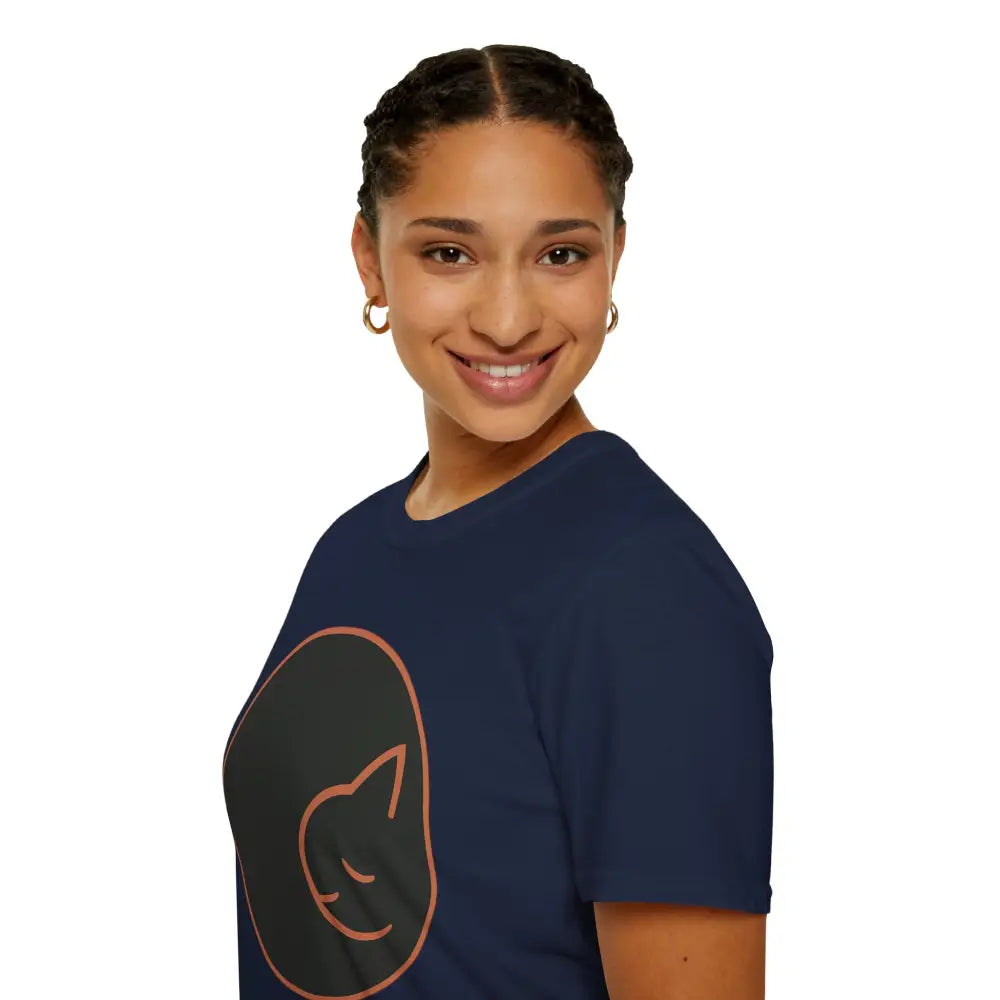 Dark blue Dreamy Cat Graphic T-Shirt for Cat Lovers made of ring-spun cotton, low heat print