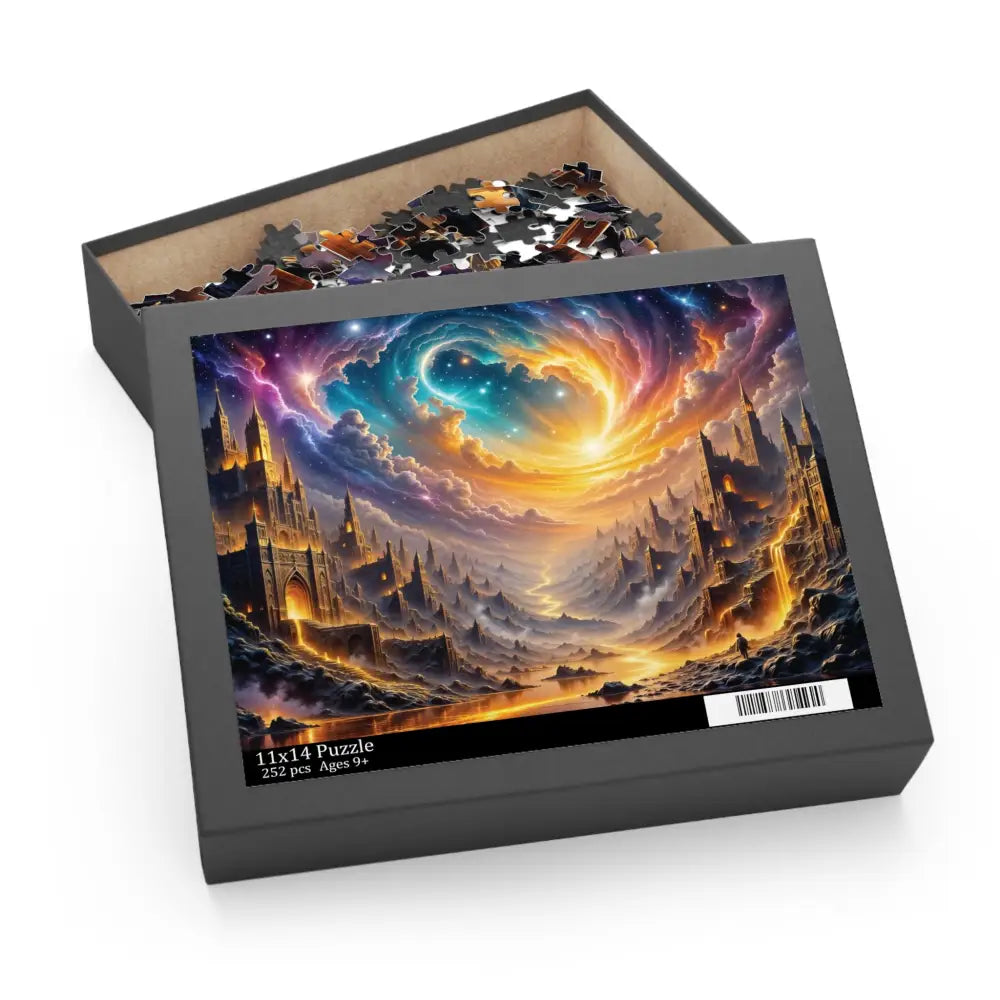 Eclipsed Citadel Puzzle featuring fantasy dreamscape city design and loose pieces