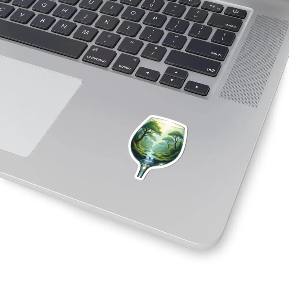 Wine glass sticker with a forest scene for EcoStemmed Serenity art product