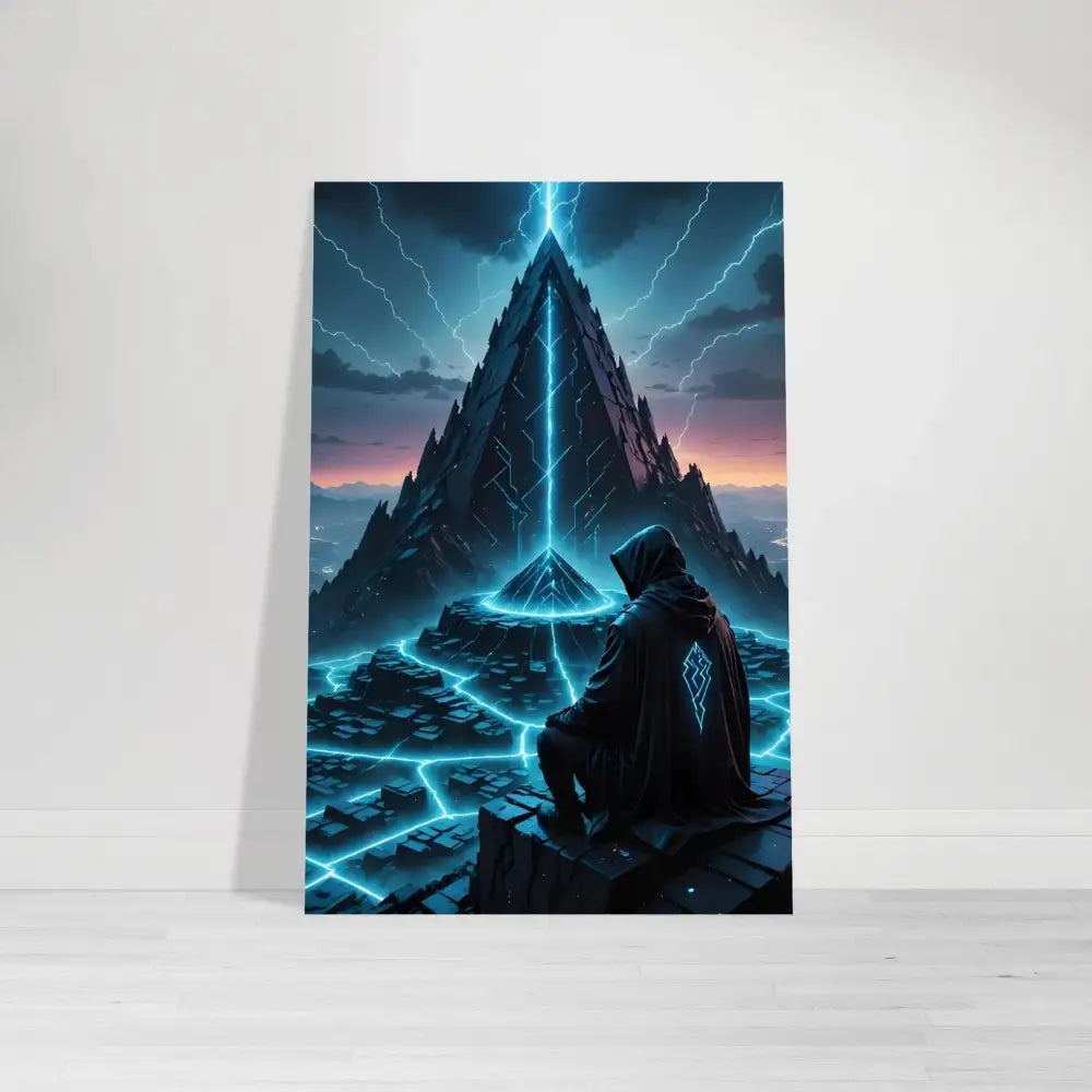 Framed futuristic pyramid artwork from Electric Ascension Fine Art Poster by PixiOnyx