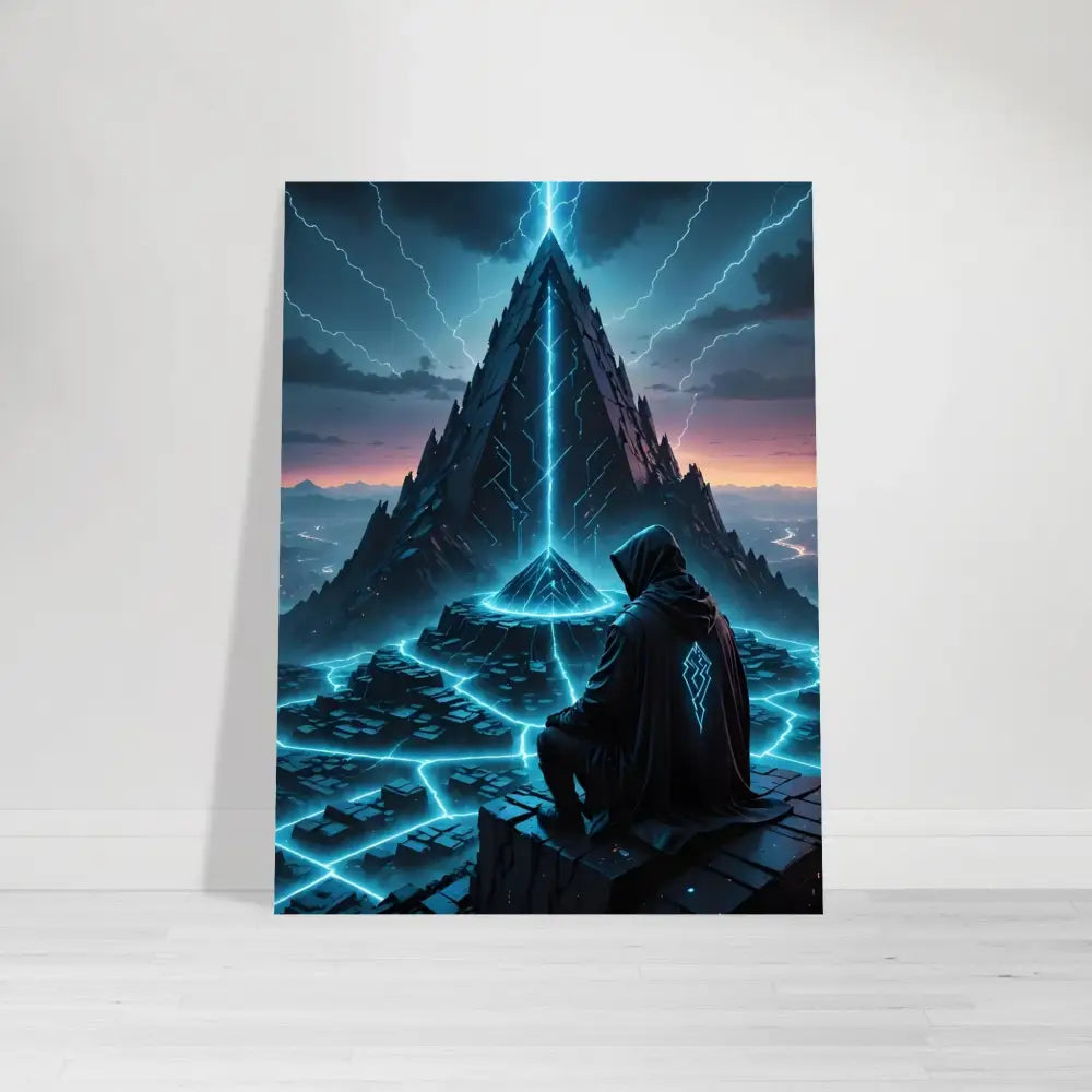 Framed fantasy art print Electric Ascension Fine Art Poster by PixiOnyx displayed on wall