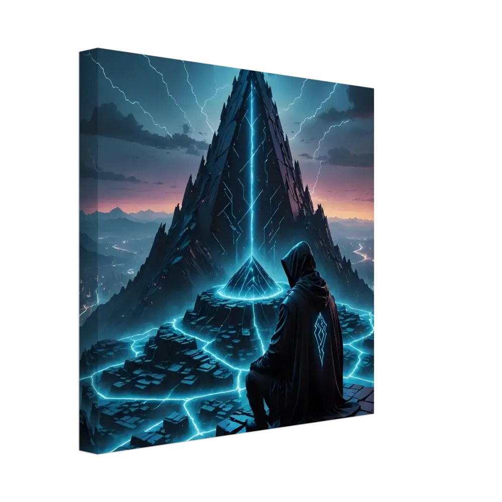 Framed fantasy art displayed on Electric Ascension Wrapped Canvas for wall decor