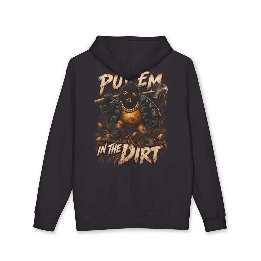 Black eyes everywhere unisex hoodie with put em in the dirt graphic in distressed gold and white, machine wash max 30c care instructions