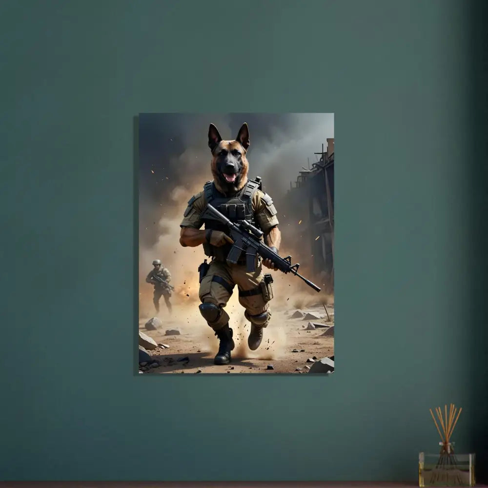 Anthropomorphic dog soldier in military gear for Fine Art Poster Battlehound Vanguard PixiOnyx
