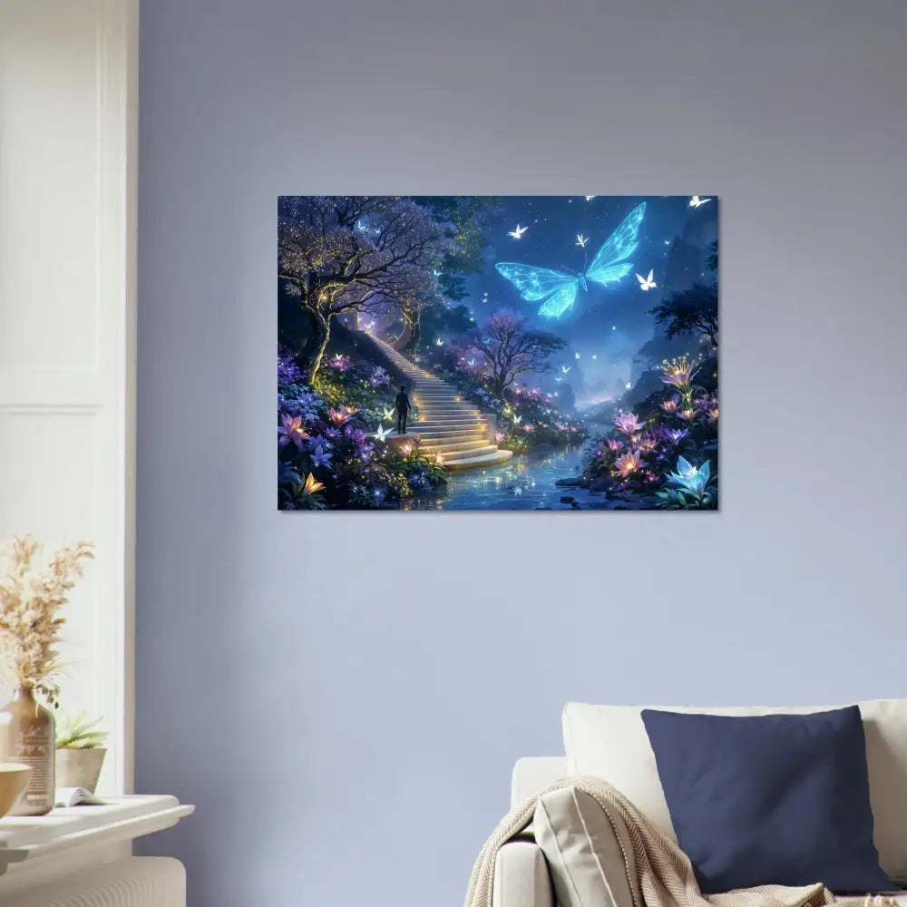Fantasy butterfly landscape wall art from PixiOnyx Fine Art Poster Biolumina Valley Beyond