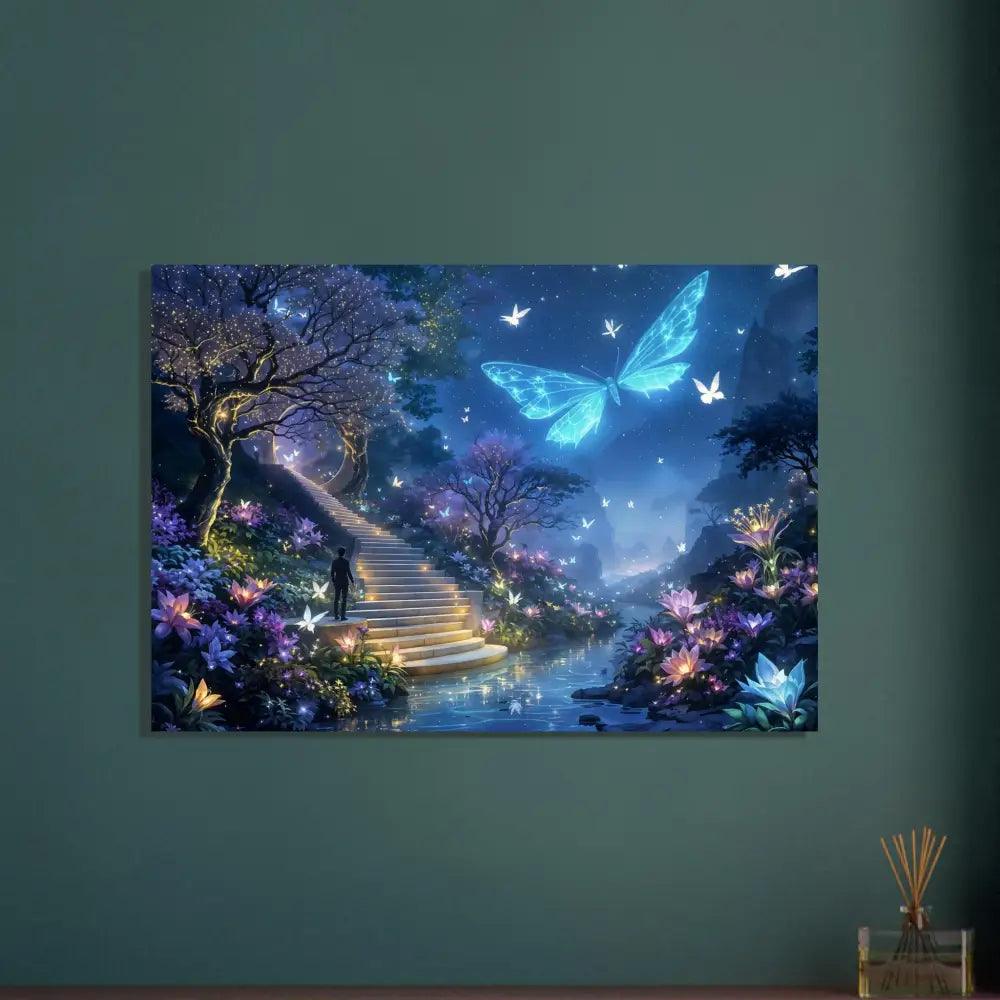 Fantasy butterfly garden canvas from PixiOnyx Biolumina The Valley Beyond fine art poster