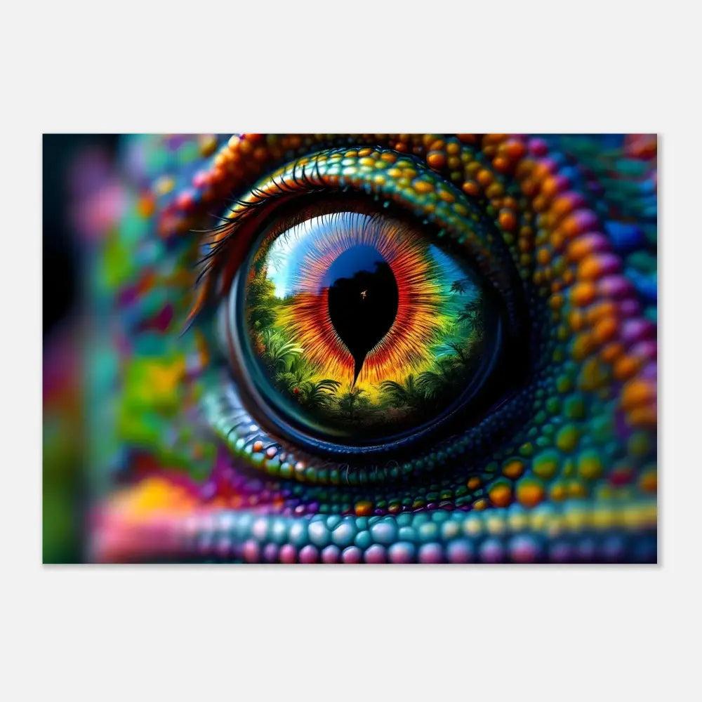 Vibrant chameleon eye from PixiOnyx Hypnotic Gaze Fine Art Poster