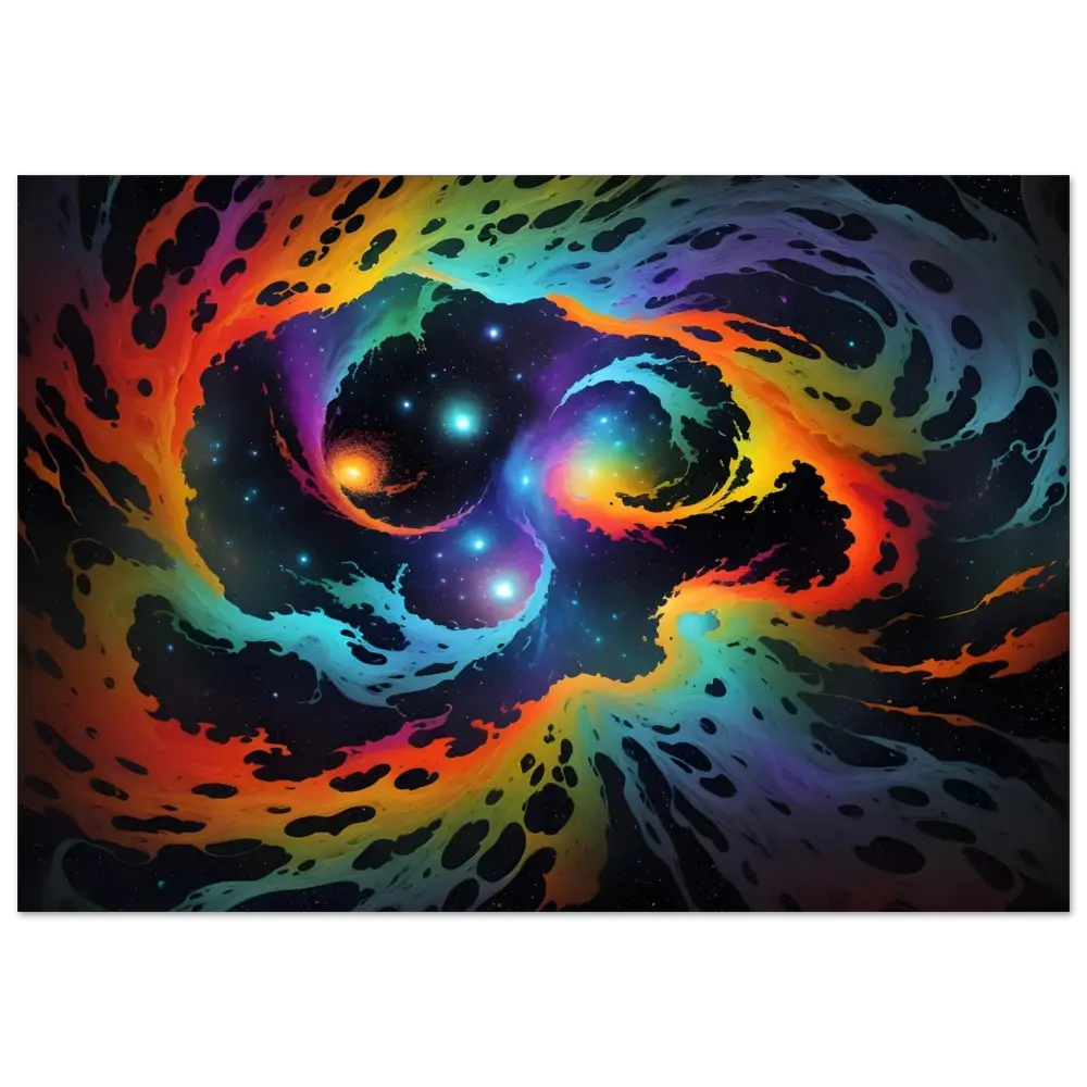 Colorful cosmic nebula depicted on Fine Art Poster Cosmic Tides PixiOnyx Abstract Dreamscape