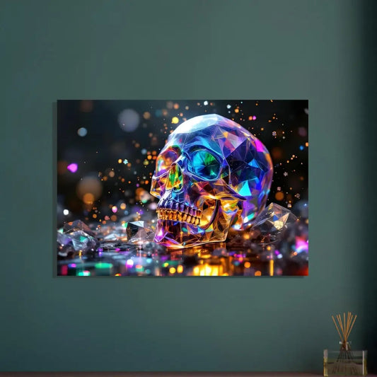 Colorful crystal skull artwork on PixiOnyx Vivid Elegance Fine Art Poster
