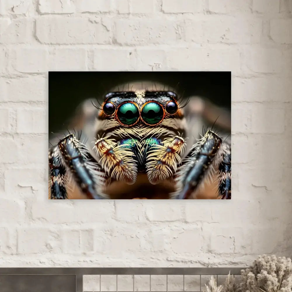Macro photograph of an Eight-Eyed Watcher jumping spider for Fine Art Poster PixiOnyx Nature Focus