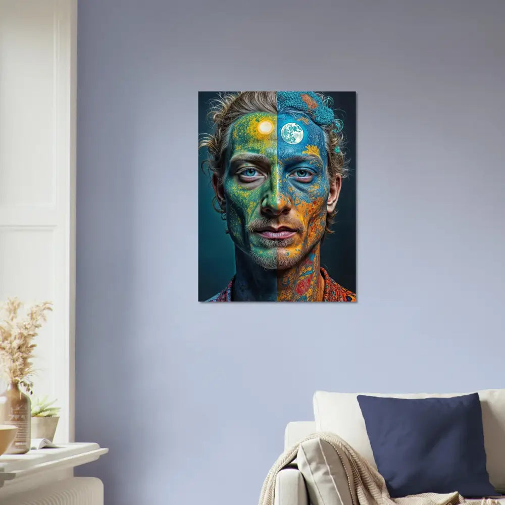 Colorful psychedelic portrait art displayed on Fine Art Poster Faces of the Wild Code PixiOnyx