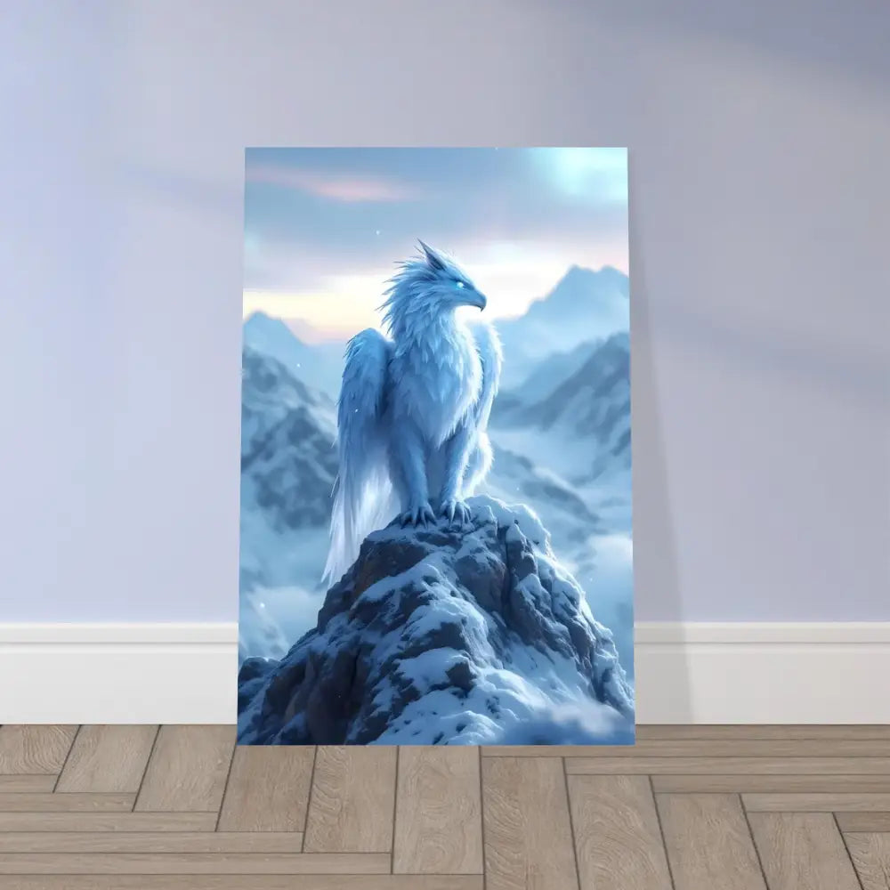 Fantasy griffin art print displayed in Fine Art Poster Frostpeak Gryphon PixiOnyx Dreamscape