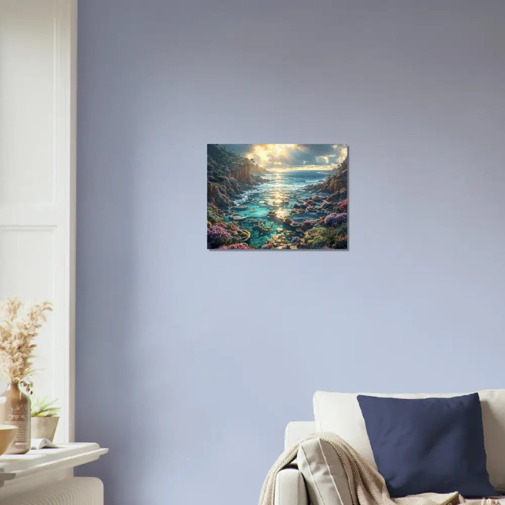 Coastal landscape painting displayed on Fine Art Poster Garden of the Tides PixiOnyx Ocean Dreamscape