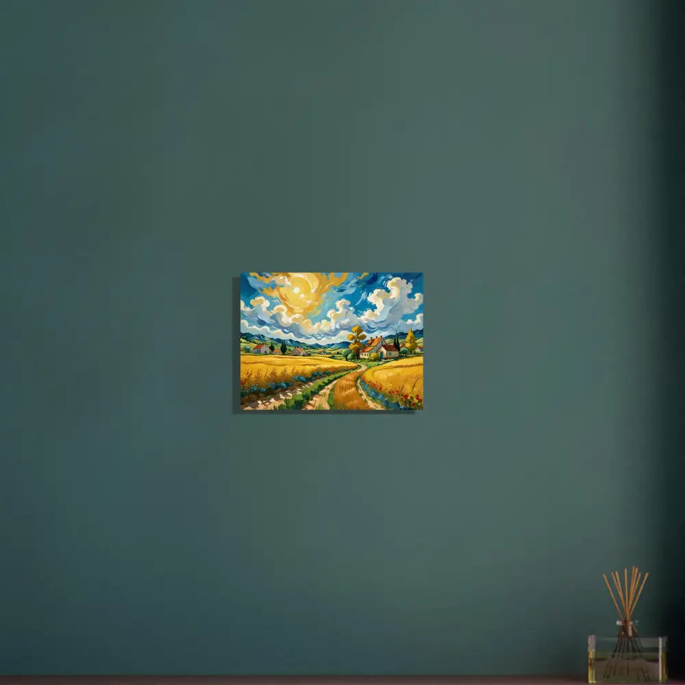 Vibrant landscape painting featuring golden fields in the Fine Art Poster Golden Fields Reverie